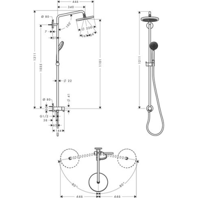 Душевая система Hansgrohe Croma 220 Showerpipe 27224000. Фото