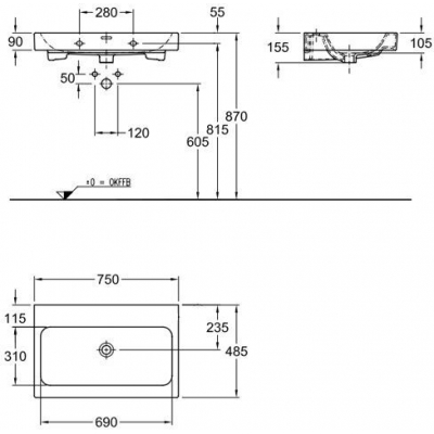 Раковина GEBERIT Icon 75x48 124078000. Фото