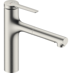 Смеситель для кухни Hansgrohe Zesis M33 74801800 с вытяжным душем, цвет сталь. Фото