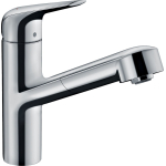Кухонный смеситель Hansgrohe Focus M42, однорычажный с вытяжным изливом 71814000, хром. Фото